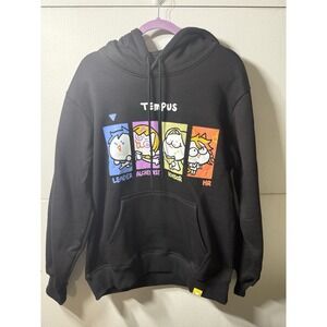 Ohmonah Holostars TEMPUS Hoodie Size S Black Anime VTuber Graphic Chibi Street